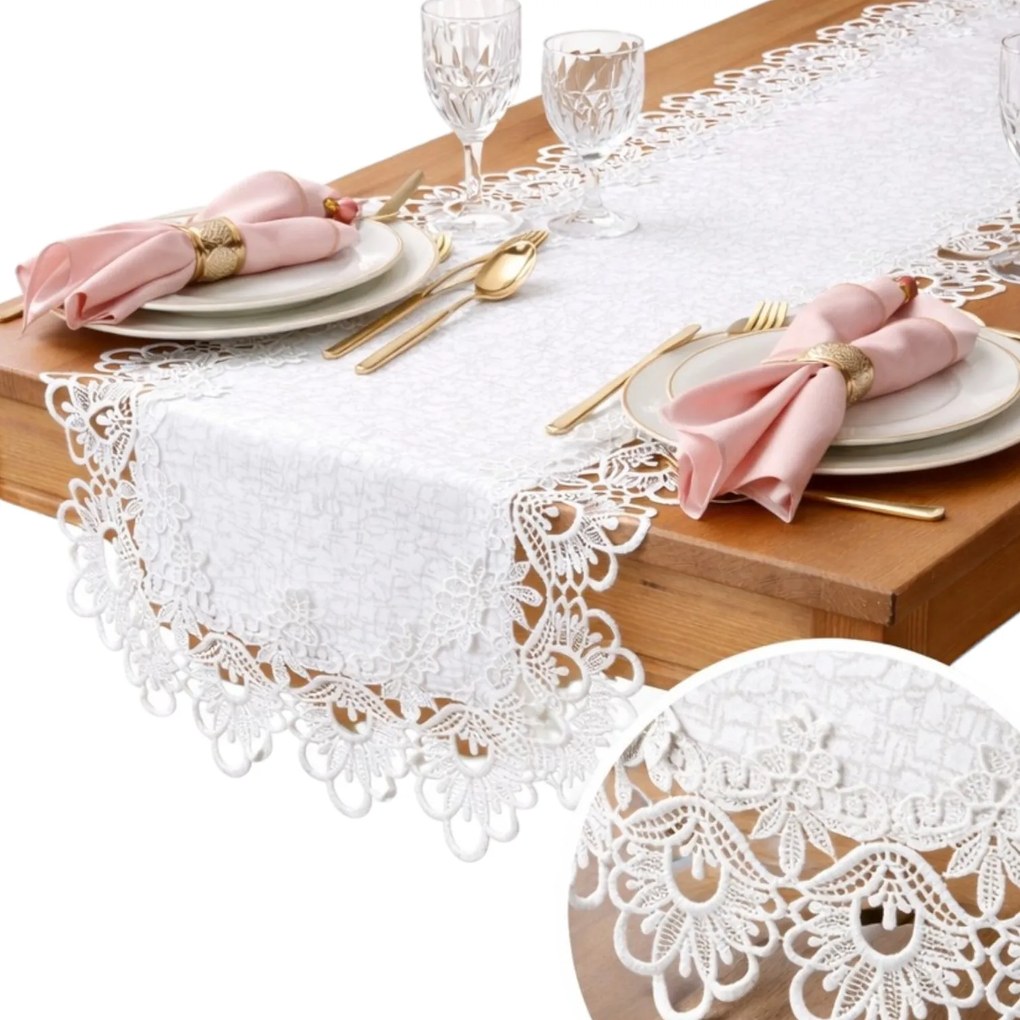 Futófelület fehér gipiura asztalhoz étkező nappaliba Elegáns az ünnepekre 40x120