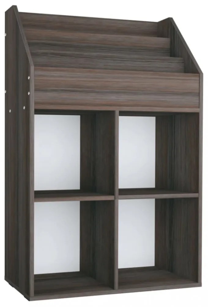 szürke-sonoma színű szerelt fa gyerek újságtartó 71x30x114 cm