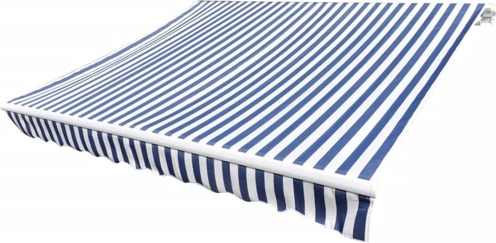 Kék/fehér vászon napellenző tető 4 x 3 m (a váz nem tartozék)
