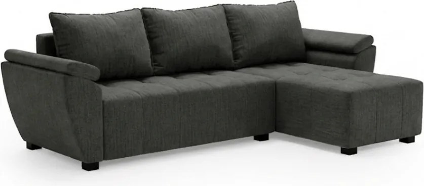 LIVARO L alakú kihúzható, megfordítható sarokkanapé 251x140 cm, sötétszürke