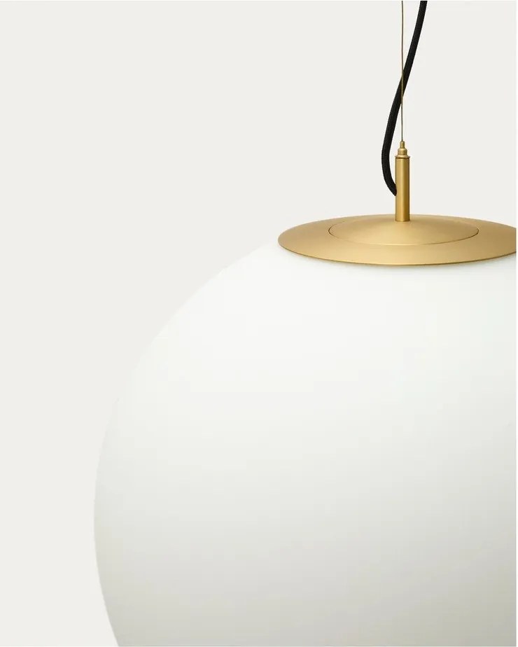 Fehér-aranyszínű függőlámpa üveg búrával ø 10 cm Brisia – Kave Home