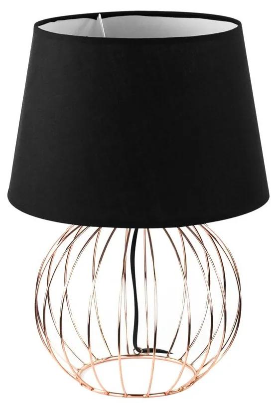 Asztali lámpa, fém talppal, fekete-rosegold - EN CAGE