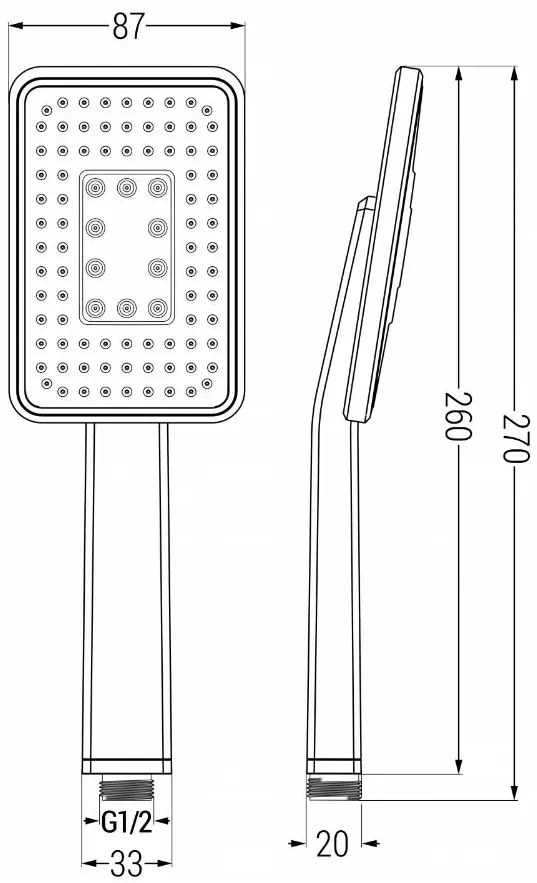 Mexen tartozékok - 1 pontos kézizuhany készlet R-54, fekete / króm, 785545053-71