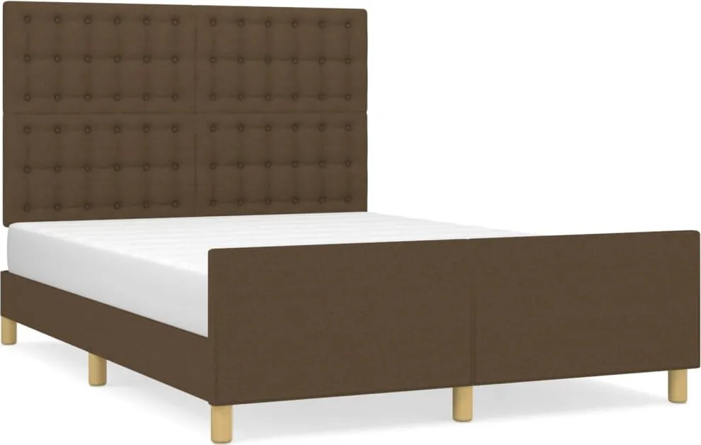 vidaXL sötétbarna szövet ágykeret matrac nélkül 140 x 190 cm