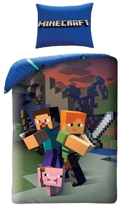 Minecraft Steve and Alex ágyneműhuzat és polár takaró szett