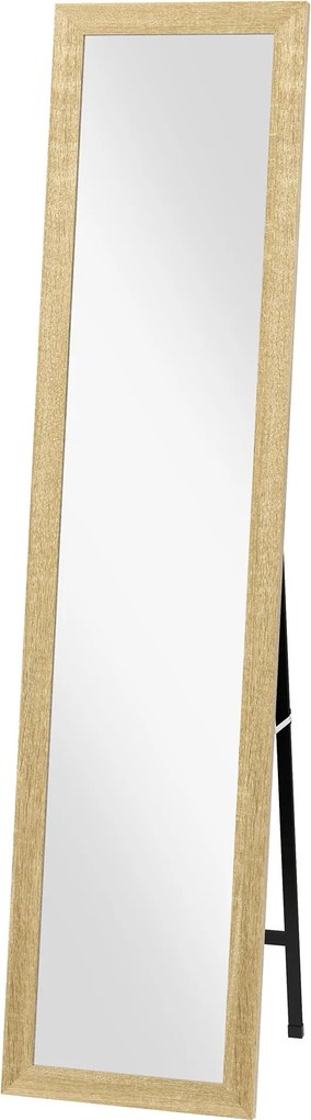 HOMCOM Téglalap alakú tükör falra, állványra vagy asztalra fából készült kerettel nappaliba, hálószobába 37 x 157 cm Természetes fa | Aosom