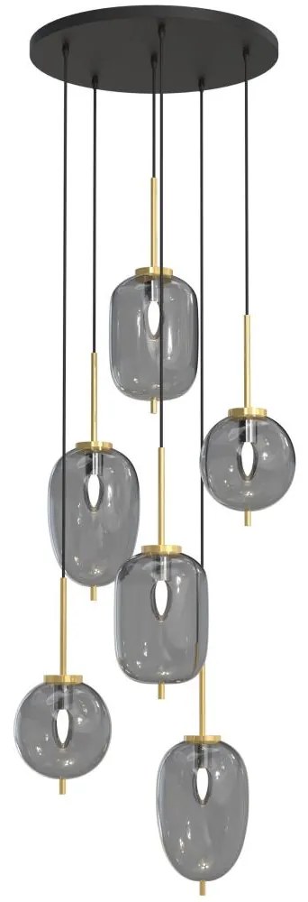 Wofi 5007-502 - Csillár zsinóron BELLEVILLE 6xE14/40W/230V fekete/arany