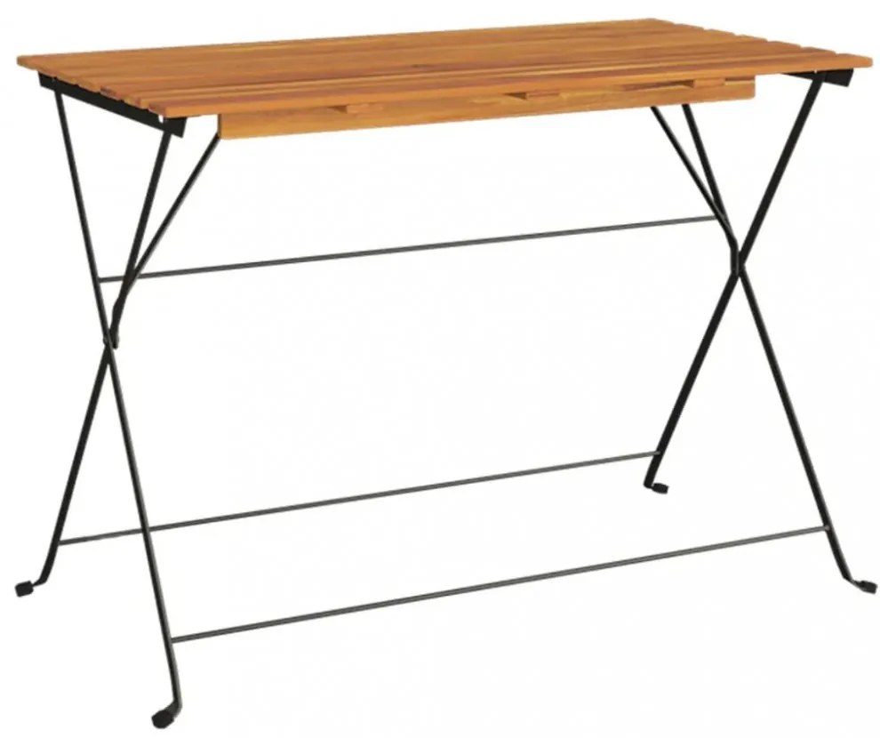 tömör akácfa és acél összecsukható bisztróasztal 100x54x71 cm