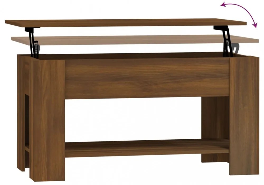 barna tölgyszínű szerelt fa dohányzóasztal 101x49x52 cm