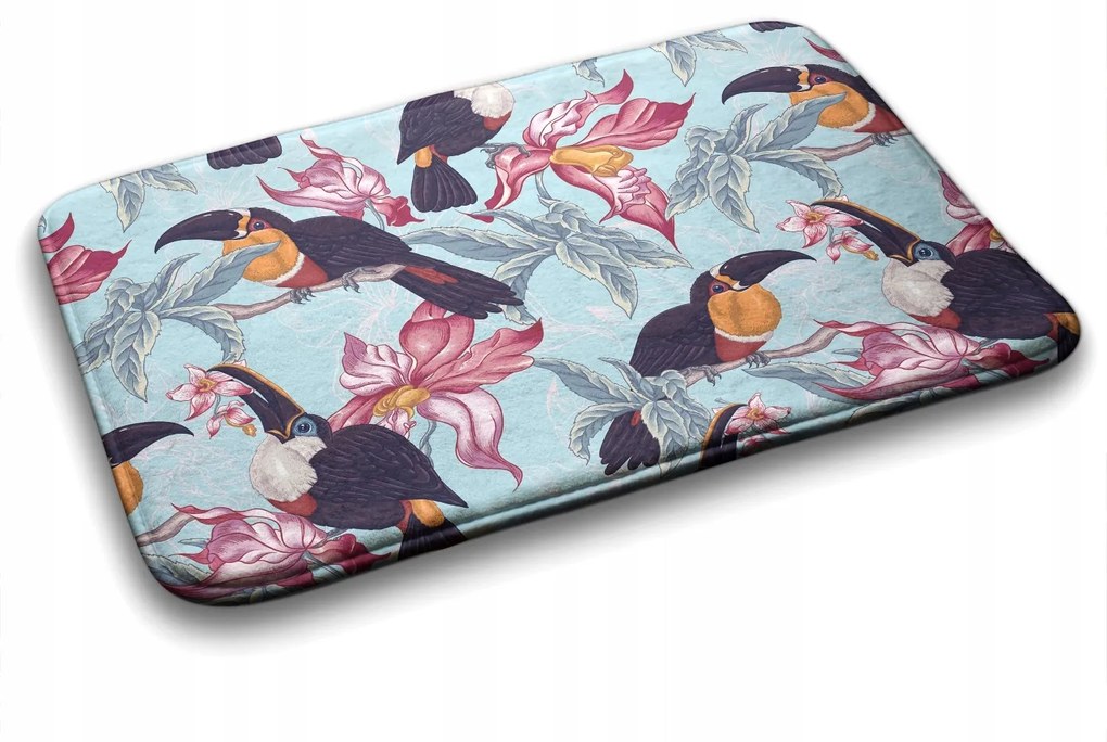 Puha fürdőszobaszőnyeg Madarak Virágok 75x45 cm