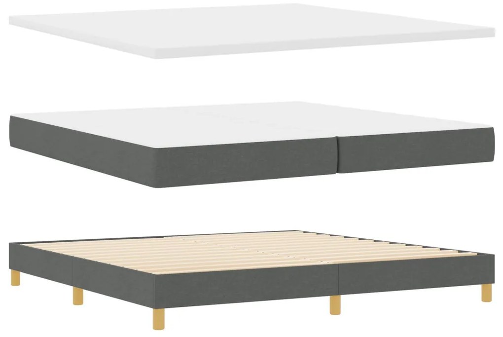Boxspring Ágy Matrac és Pad Sötét Szürke 200x200 cm Szövet