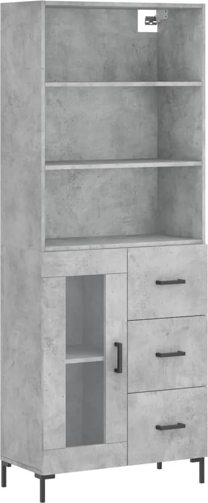 vidaXL betonszürke szerelt fa magasszekrény 69,5 x 34 x 180 cm