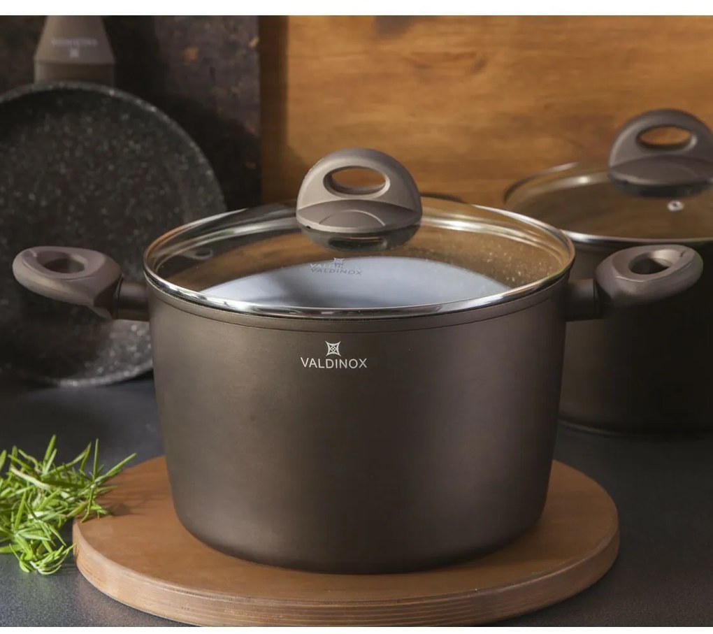 Valdinox Aurum lábas tapadásmentes felülettel és fedővel, 24 cm, 6 l