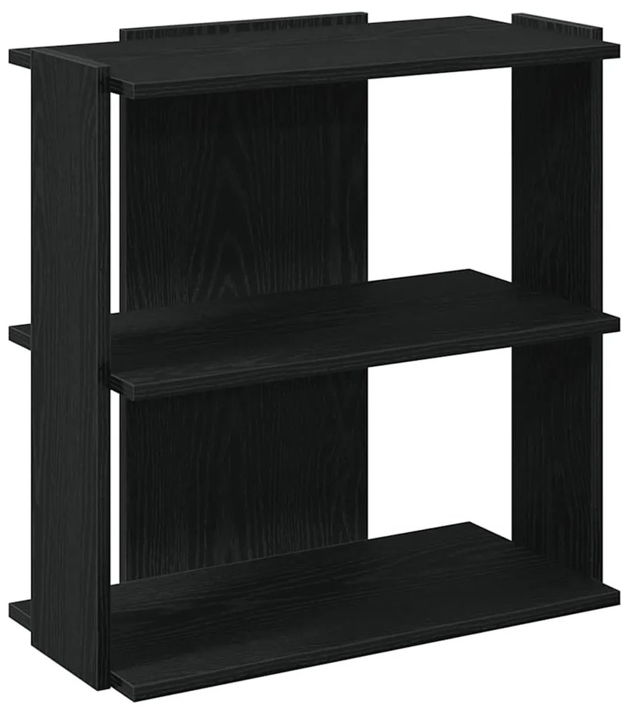 3 szintes fekete szerelt fa könyvespolc 60x30x60 cm