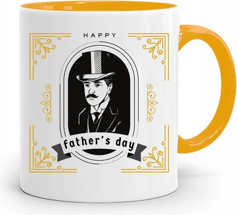 Sárga Apák Napi Bögre Apáknak Happy Father Day nyomtatott fényképpel
