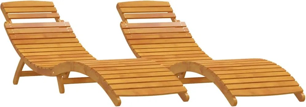 vidaXL Napozóágy 2 pcs Barna 55 x 184 x 64cm Tömör Akácfa