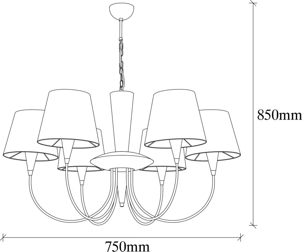 Pardo 3011 antik fém és szövet 6 izzós függőlámpa, Ø75 cm