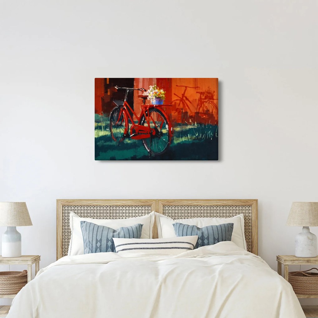 Piros kerék képe, akril festés (90x60 cm)