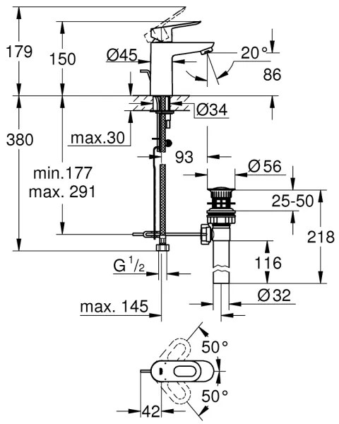 GROHE 32814000 - BAULOOP mosdócsaptelep, fényes króm
