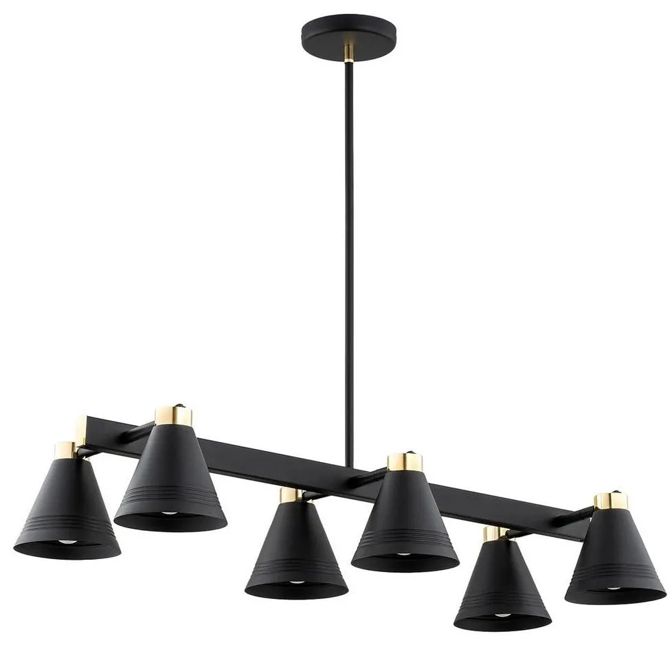 Argon 2552 - Csillár rúdon AVALONE 6xE27/15W/230V fekete/arany