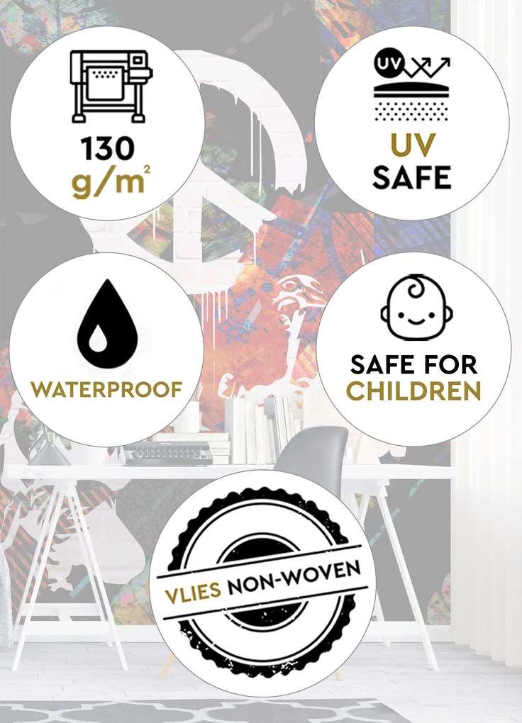 Gario Fotótapéta Banksy katonák és egy festett békejel Anyag: Vlies, Méret: 200 x 280 cm