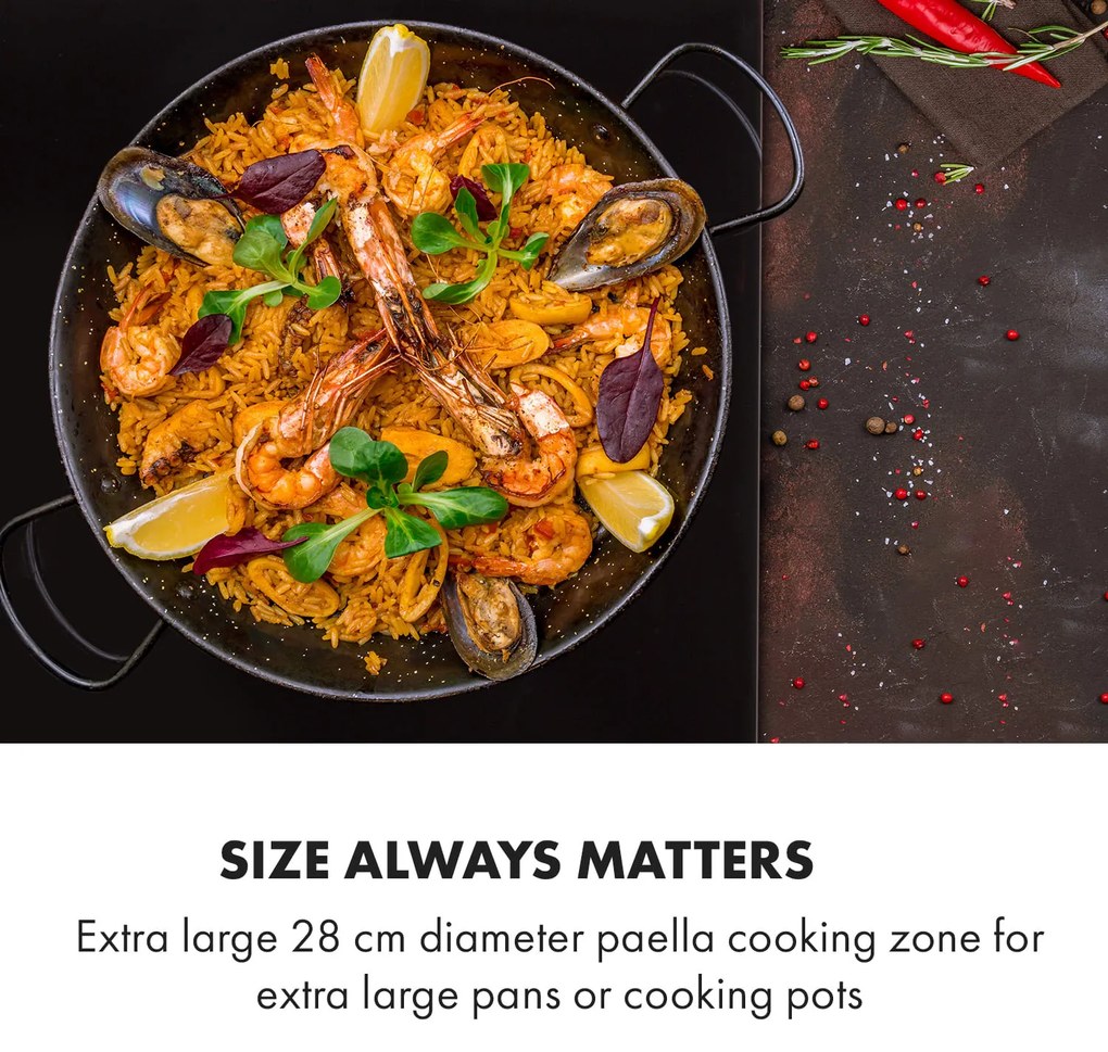 Klarstein Delicatessa 3 Flex, indukciós főzőlap, 6600 W, 3 zóna, üvegkerámia, fekete