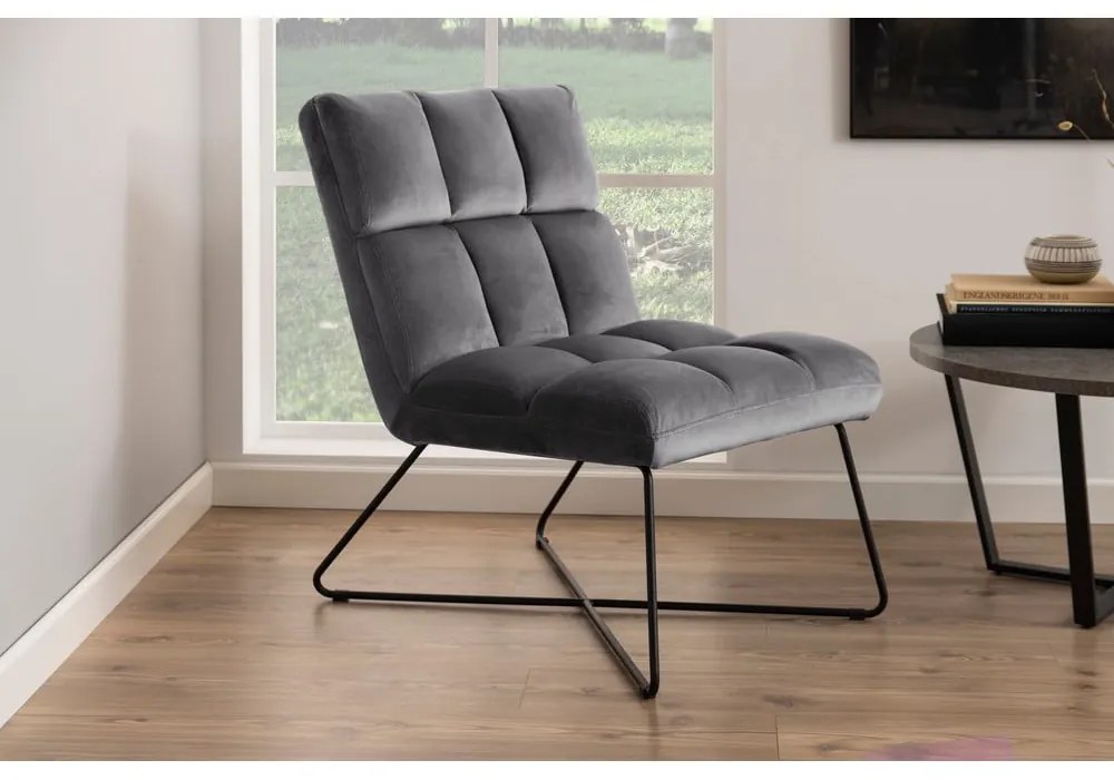 Szürke bársony fotel Alba – Actona