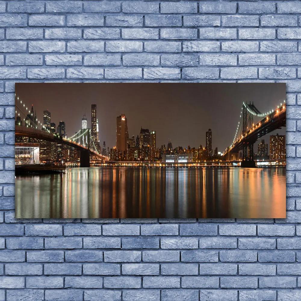 Fali üvegkép Város Bridges Architecture 125x50 cm
