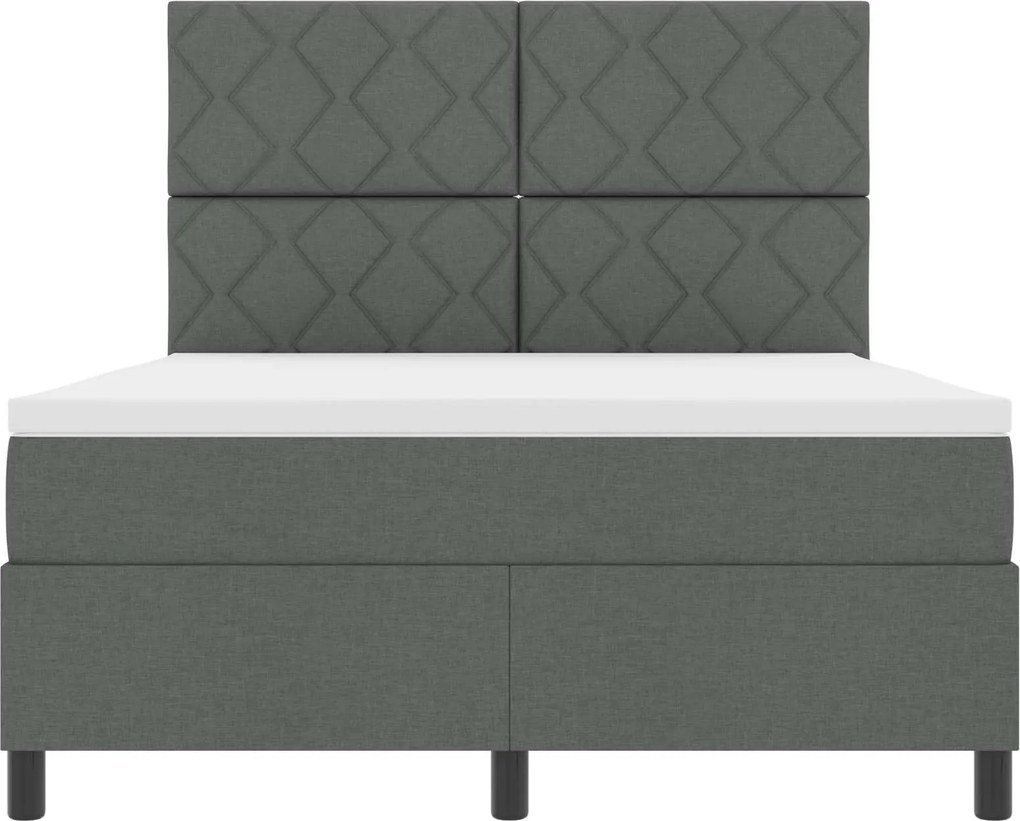 vidaXL Boxrugós ágy matracmal leddel Sötétszürke 160 x 200 cm szövet