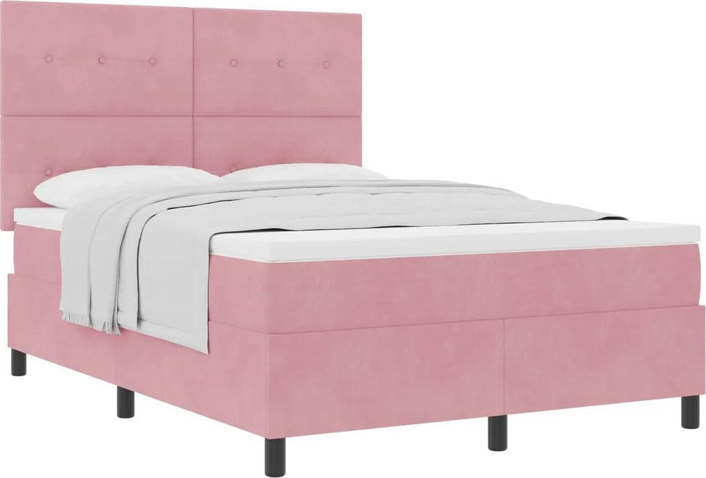vidaXL Boxrugós ágy matracmal Rózsaszín 140 x 190 cm szövet