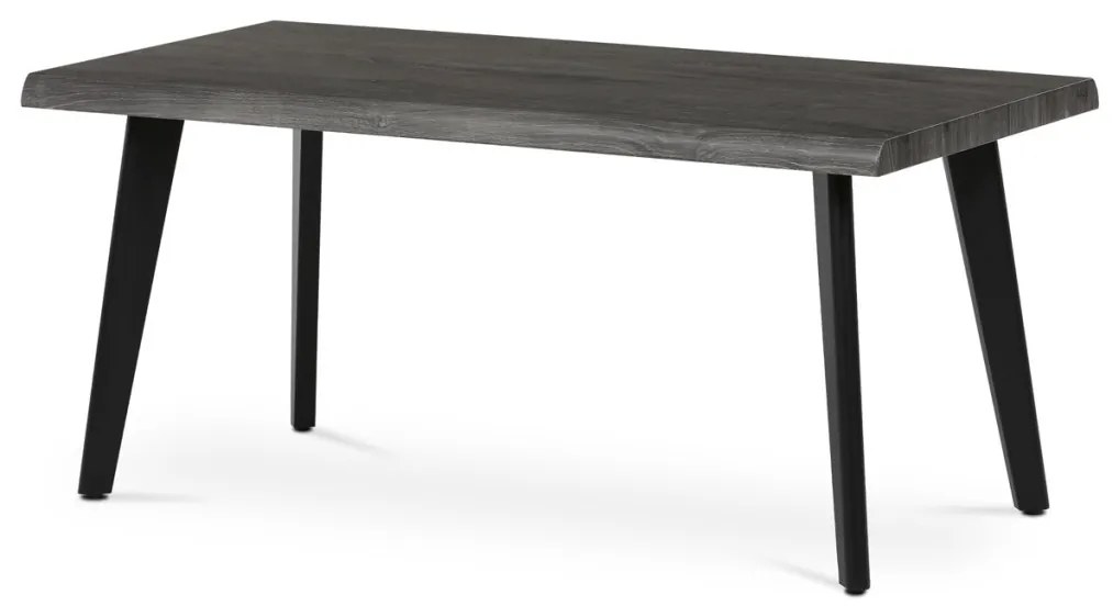 Măsuță de cafea 120x60x55 cm, blat MDF, decor stejar gri, metal, picioare negre