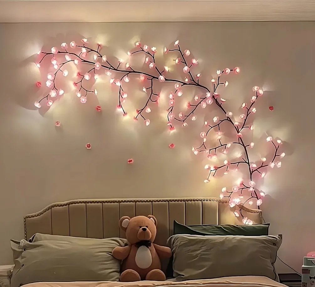 Lámpa Kúszó Borostyán Fa Sakura rózsaszín cseresznyevirág 230 cm