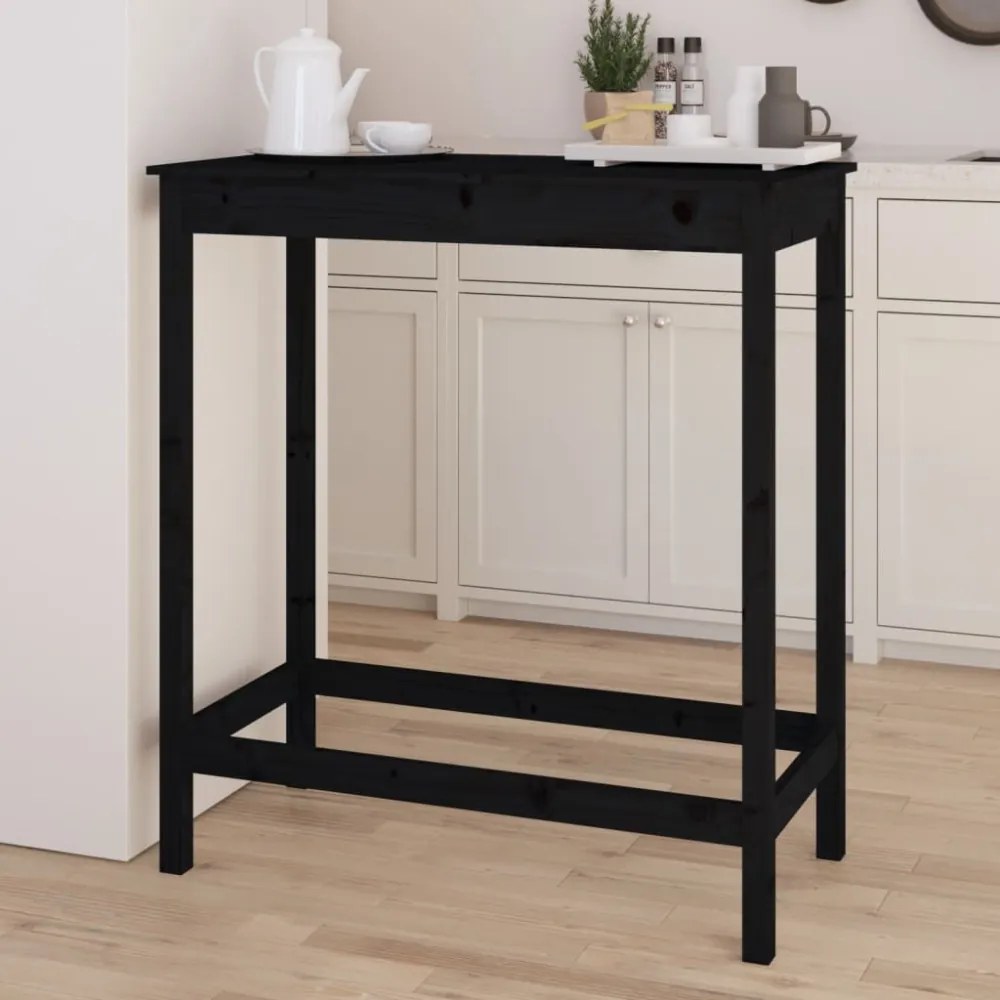 fekete tömör fenyőfa bárasztal 100 x 50 x 110 cm