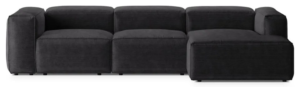 Sötétszürke kordbársony sarokkanapé (jobb oldali-heverő résszel) Bergamo – Cosmopolitan Design