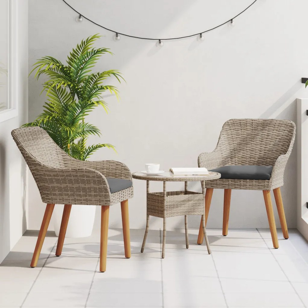 Kerti székek párnákkal 2 db Fekete Polyrattan