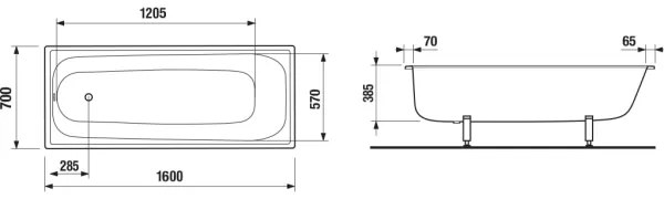 JIKA H2340600000001 - Kád RIGA 160x70 acél/fehér