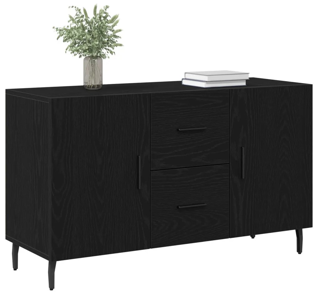 Oldalszekrény Fekete Tölgy 100x36x60 cm Mérnöki Fa