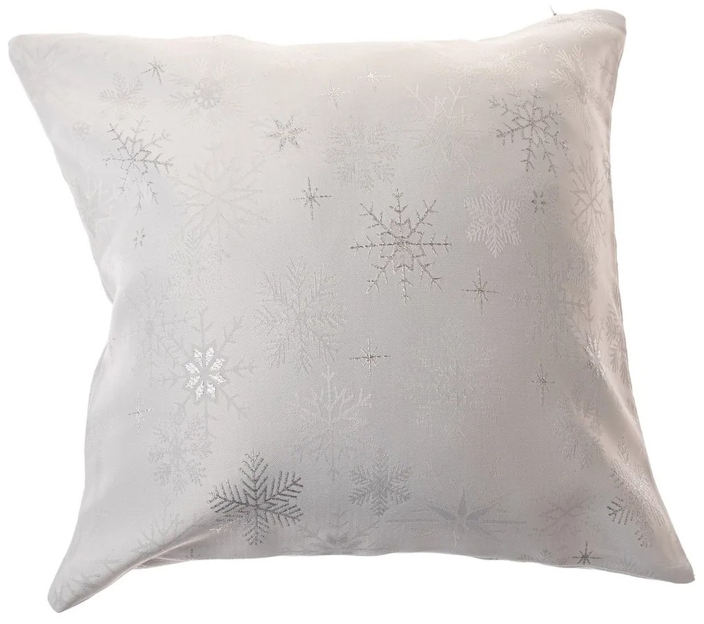 Karácsonyi párnahuzat vízálló Hópelyhek ezüst, 40x 40 cm