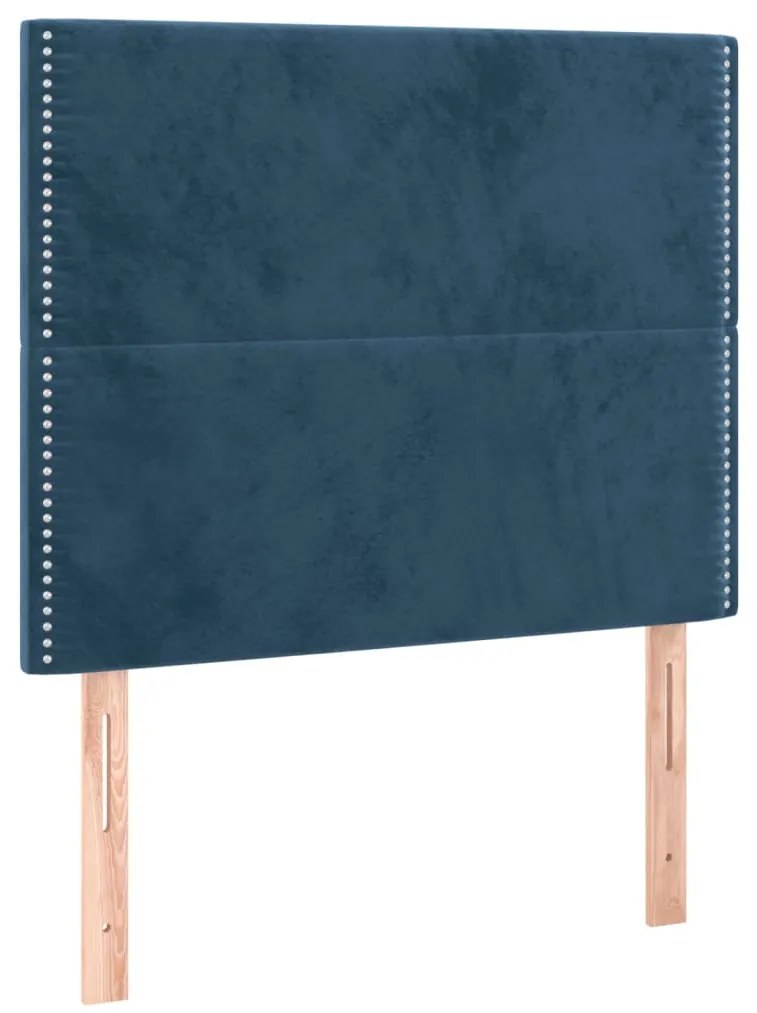 sötétkék bársony LED-es fejtámla 80x5x118/128 cm