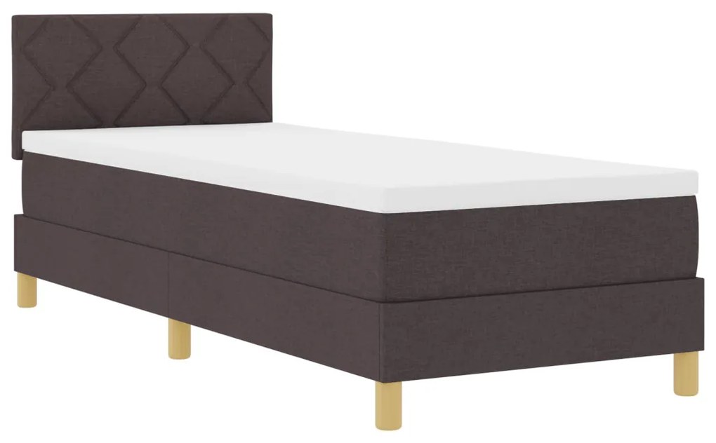 Boxspring ágy matraccal &amp; LED világítással, sötétbarna, 80x200 cm, textil