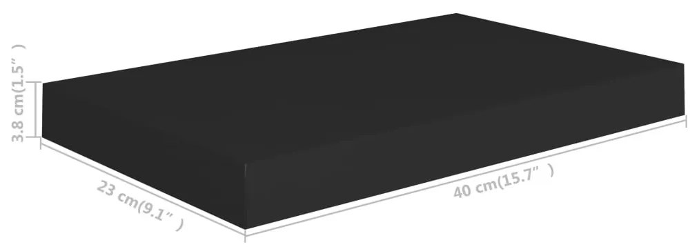 fekete MDF lebegő fali polc 40 x 23 x 3,8 cm