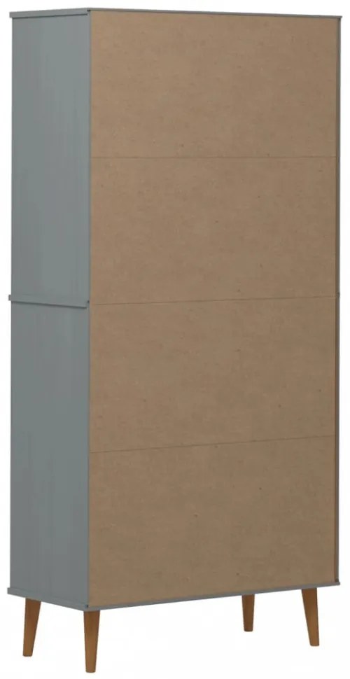 MOLDE szürke tömör fenyőfa könyvszekrény 85 x 35 x 170,5 cm