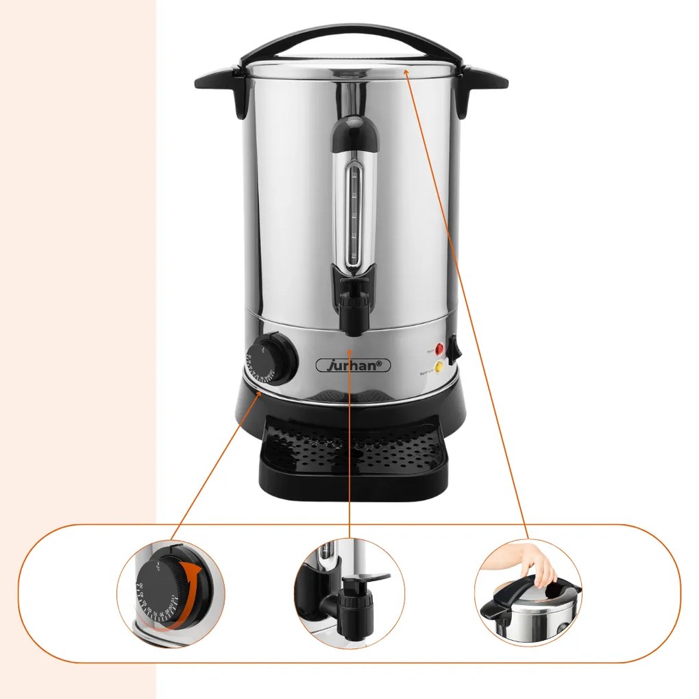 Jurhan COZY borfőző/tea, 6,8l, ezüst