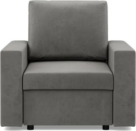 Zeus fotel, egyenes kartámasz, bársony, hab töltet, világosszürke