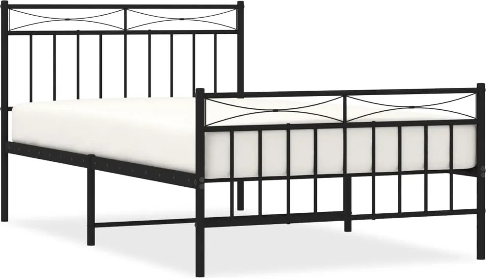 vidaXL fekete fém ágykeret fej- és lábtámlával 107 x 203 cm
