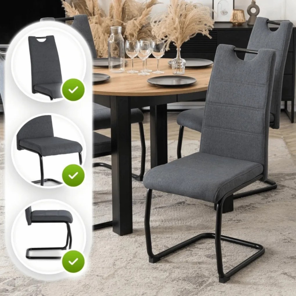 Szánkótalpal Étkezőszék Szürke Színben. LOPEZ