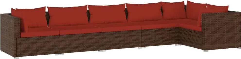 6 részes barna polyrattan kerti ülőgarnitúra párnákkal
