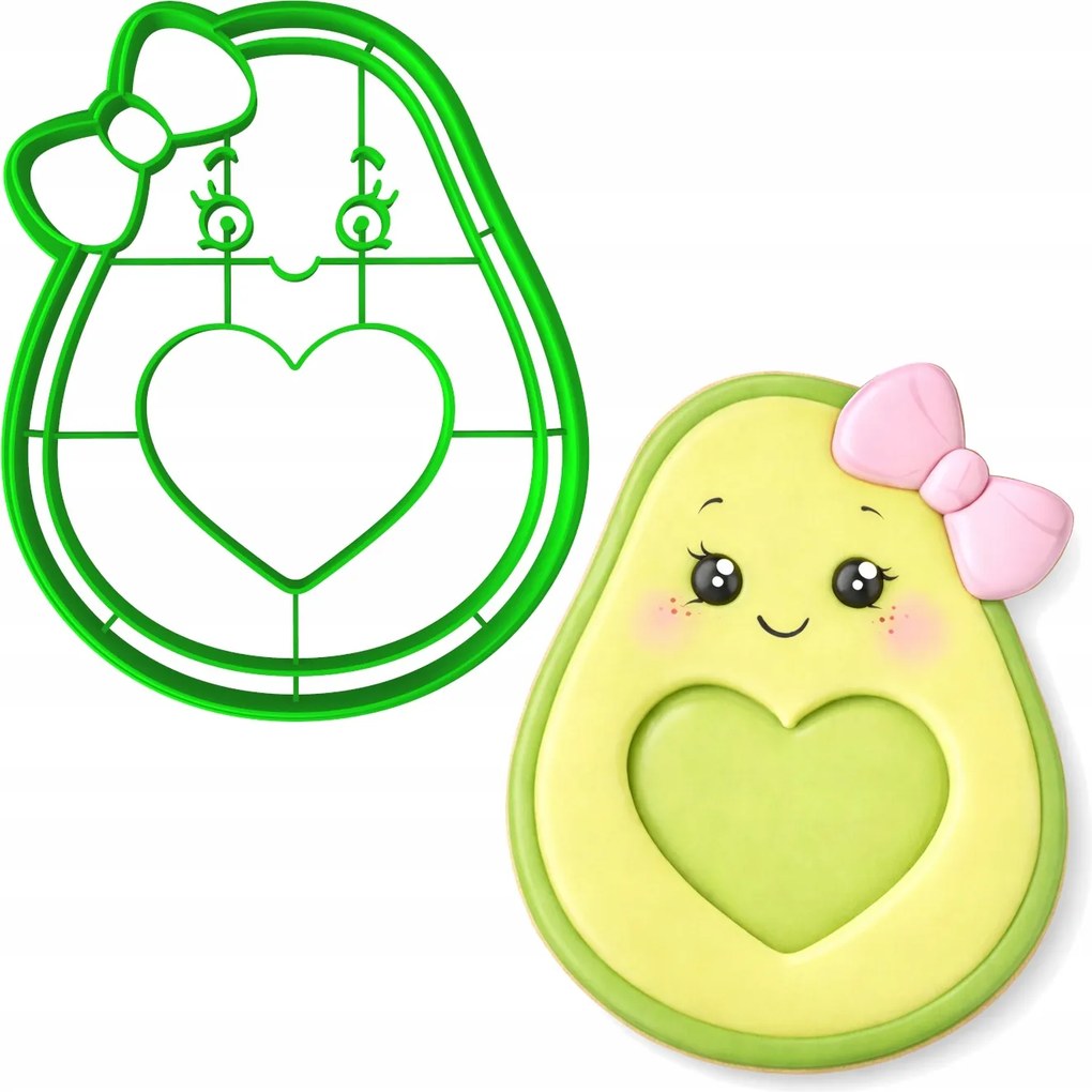 Mézeskalács lyukasztó Valentin Napra Gyümölcs Avokádó Hölgy Szíve 10cm