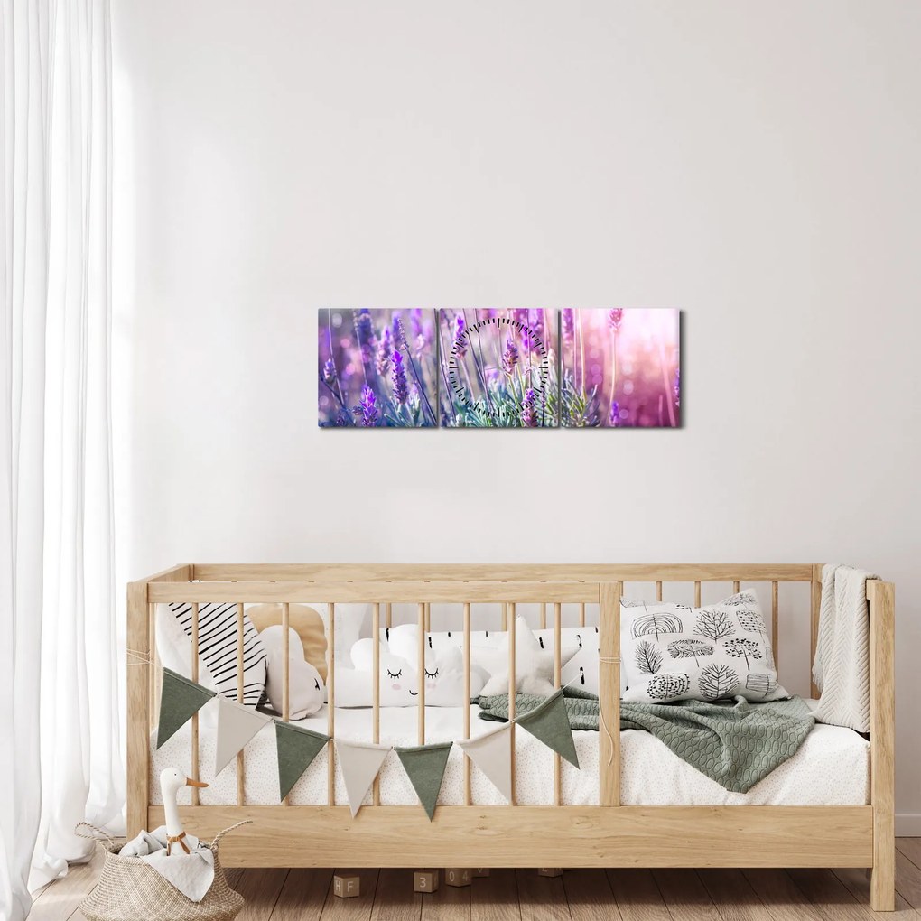 Kép - Levendula a csillogó napban (órával) (90x30 cm)