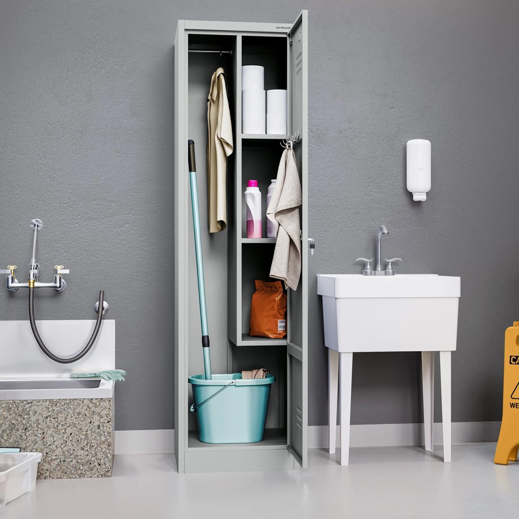 AGNES fém takarítószekrény, 500 x 1850 x 500 mm, szürke